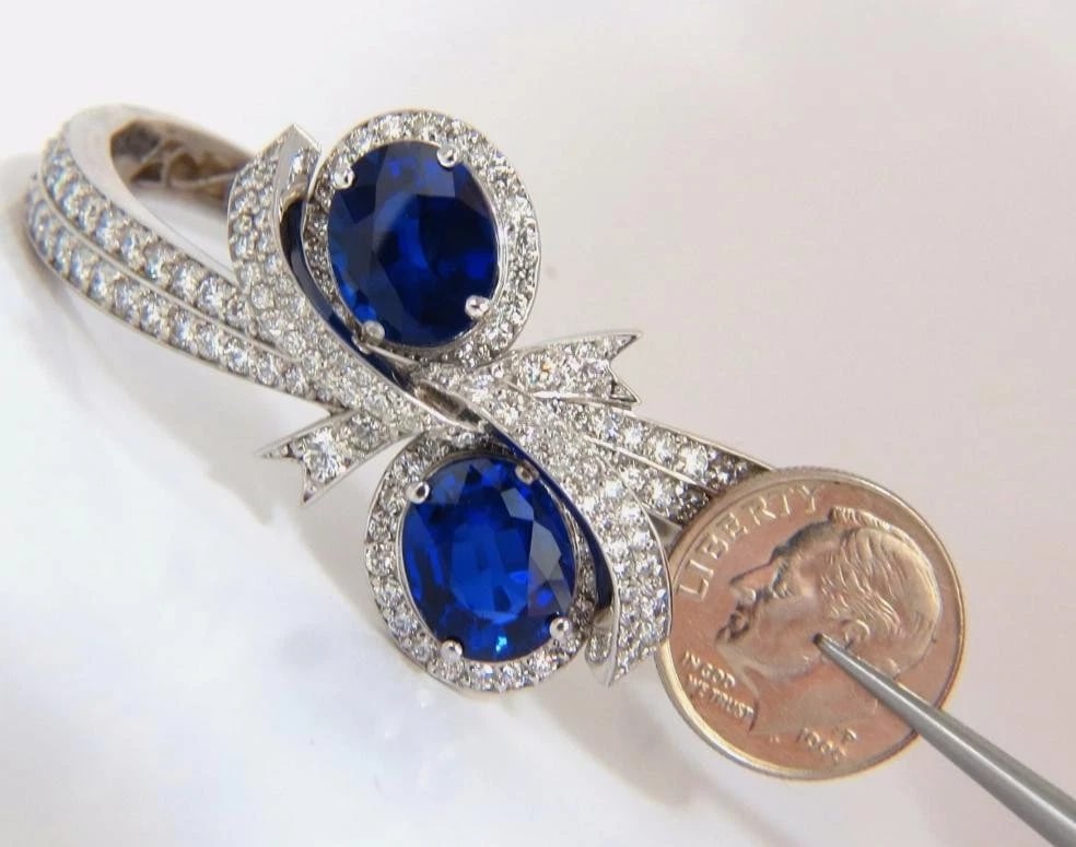 11.50ct Lab Sapphire natural diamonds bangle bracelet 14kt 12240** - 9