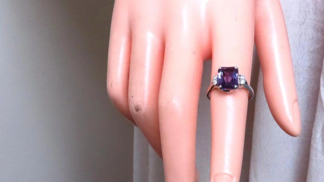 4ct Lab Alexanderite Diamonds Ring 10kt Gold 16511** - 4