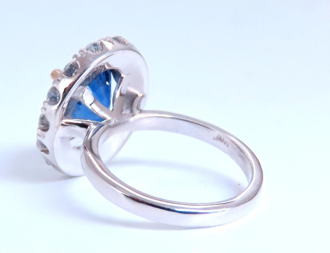 GIA Certified 5.75ct Natural No Heat Sapphire Diamonds Cluster Ring 18Kt 74554** - 4