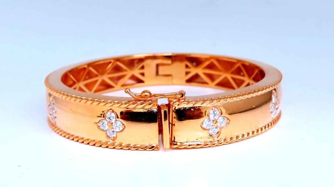 1.40ct Clover Natural Diamonds Bangle Bracelet 14kt 95547** - 2