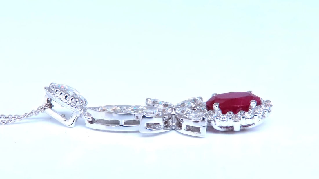 GIA Certified 1.48ct Natural Ruby Diamond Necklace 14kt Gold 47711 ** - 4