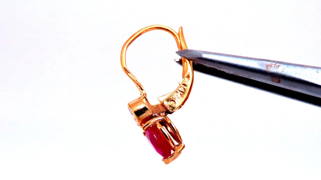 .54ct Natural Pear Shaped Ruby Diamond Lever Earrings 24414** - 4