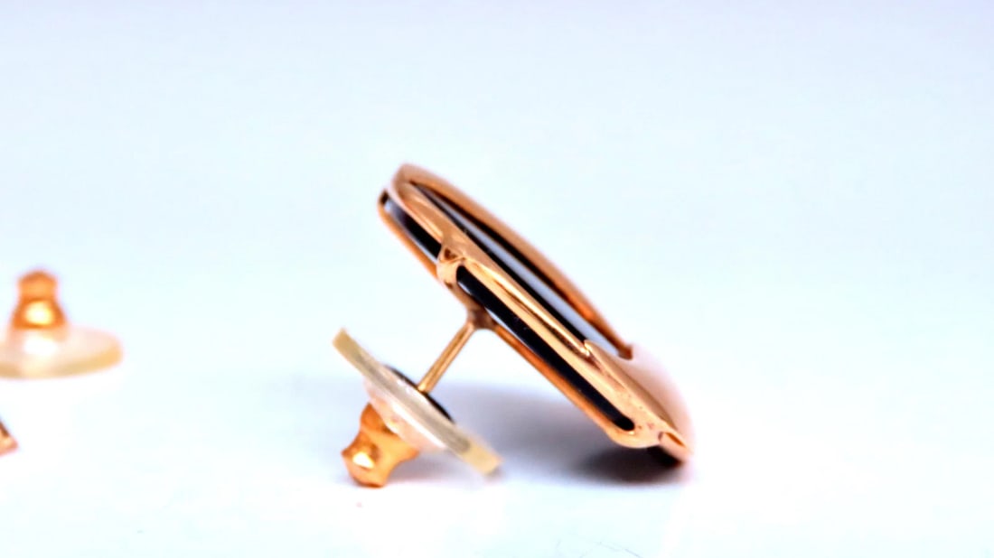 Flaming Black Onyx Retro Mod Earrings 14kt 25475** - 2