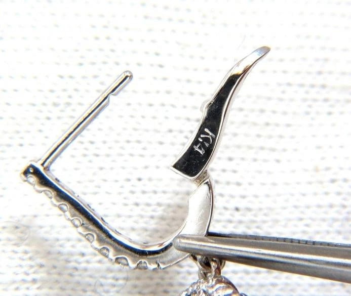 4.84ct Natural Vibrant Green Emerald Diamond Cluster Earrings Dangle 14K 14542** - 5