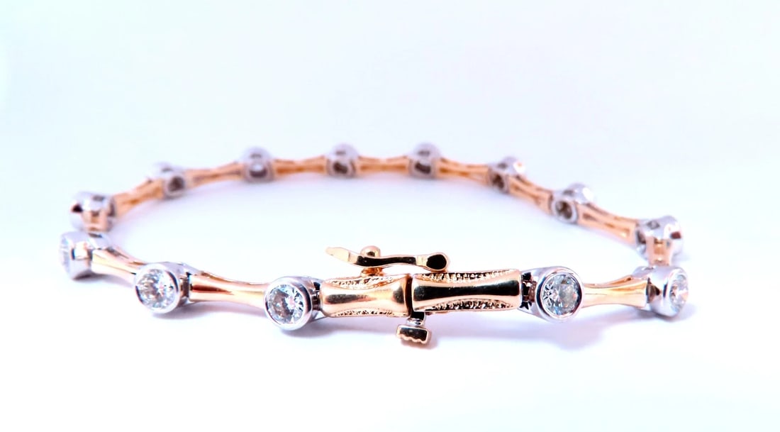 2.80ct Natural Diamonds Flush mount Tube Link Bracelet 14kt 12637** - 2