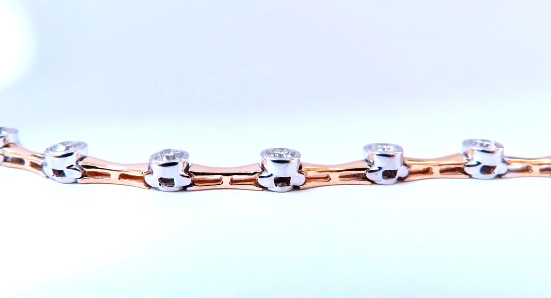 2.80ct Natural Diamonds Flush mount Tube Link Bracelet 14kt 12637** - 3