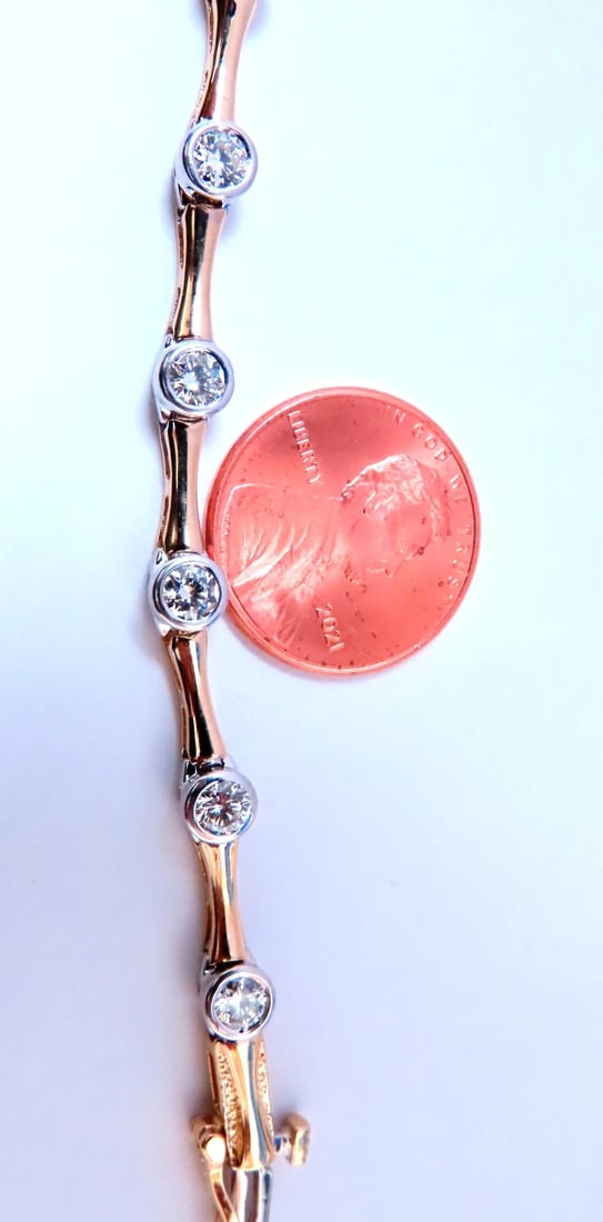 2.80ct Natural Diamonds Flush mount Tube Link Bracelet 14kt 12637** - 6