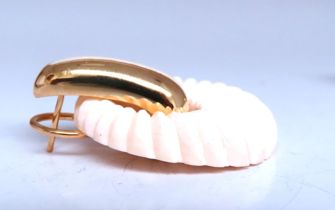 Interchangeable Onyx Moonstone Coral Gold Dangle Earrings 18kt 12632** - 3