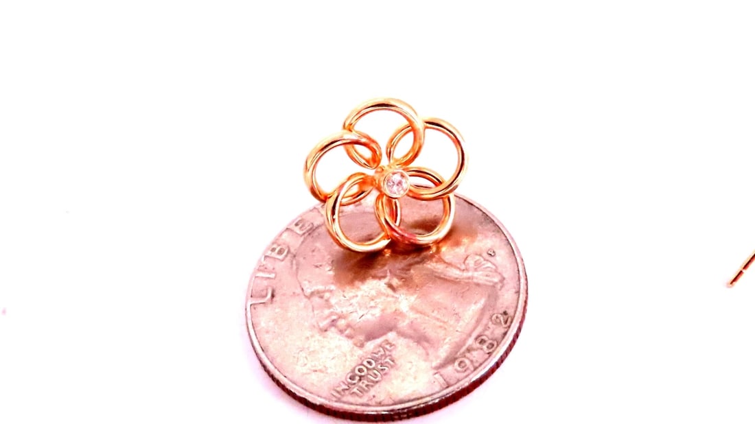 0.06ct natural diamond cosmic cluster earrings 14kt yellow gold 12615** - 4