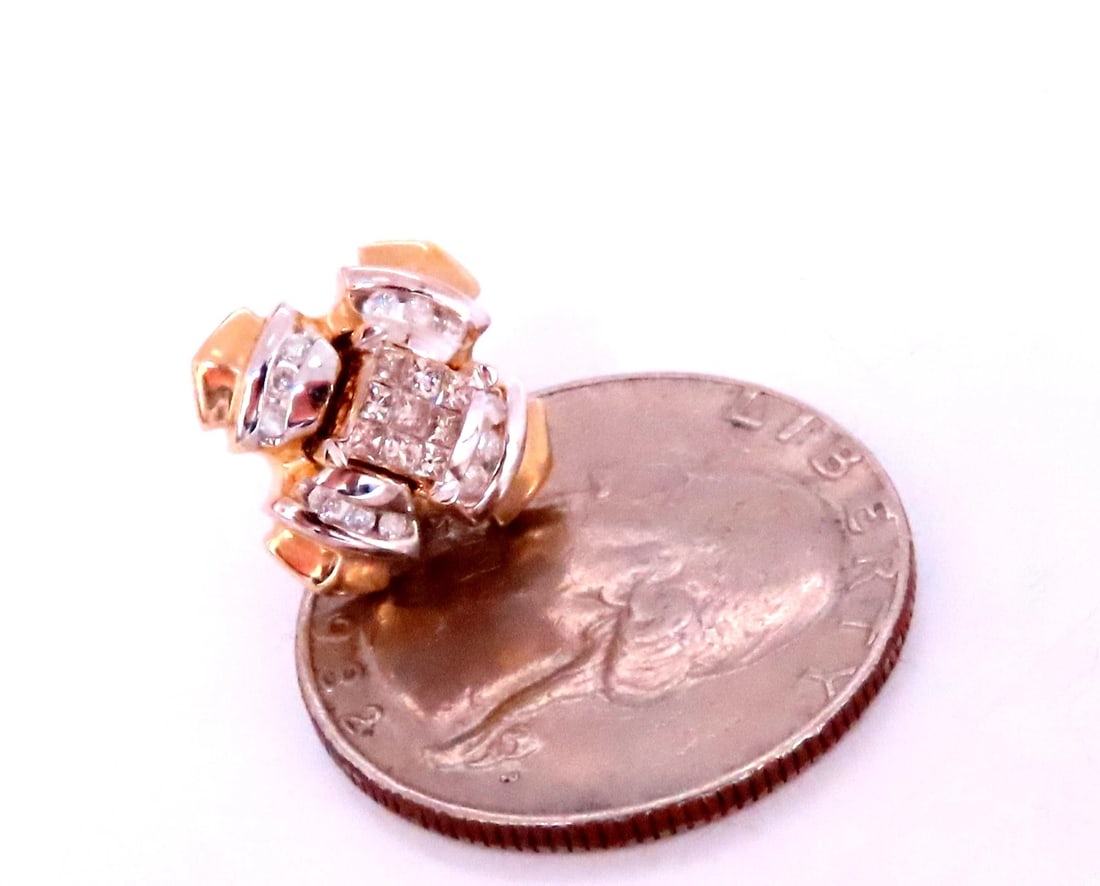 0.90ct Natural Diamonds Jacket And Stud Earrings 14kt Gold 12618** - 2