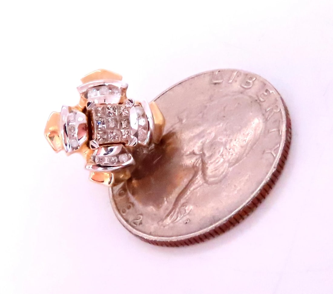 0.90ct Natural Diamonds Jacket And Stud Earrings 14kt Gold 12618** - 4