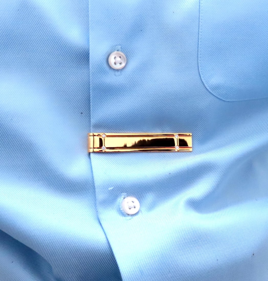 Hashtag Elongated Diamond Tie Bar 14kt Gold 12566** - 4