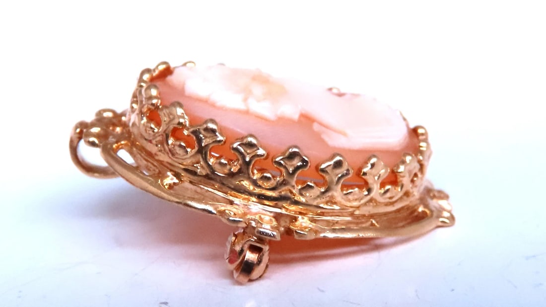 Madonna Cameo Victorian Medieval Pendant Brooch 14kt 12562** - 3