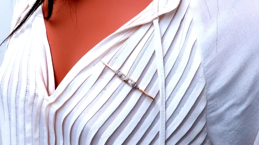 3mm Freshwater Pearl Pin Vintage 14kt 12567** - 7