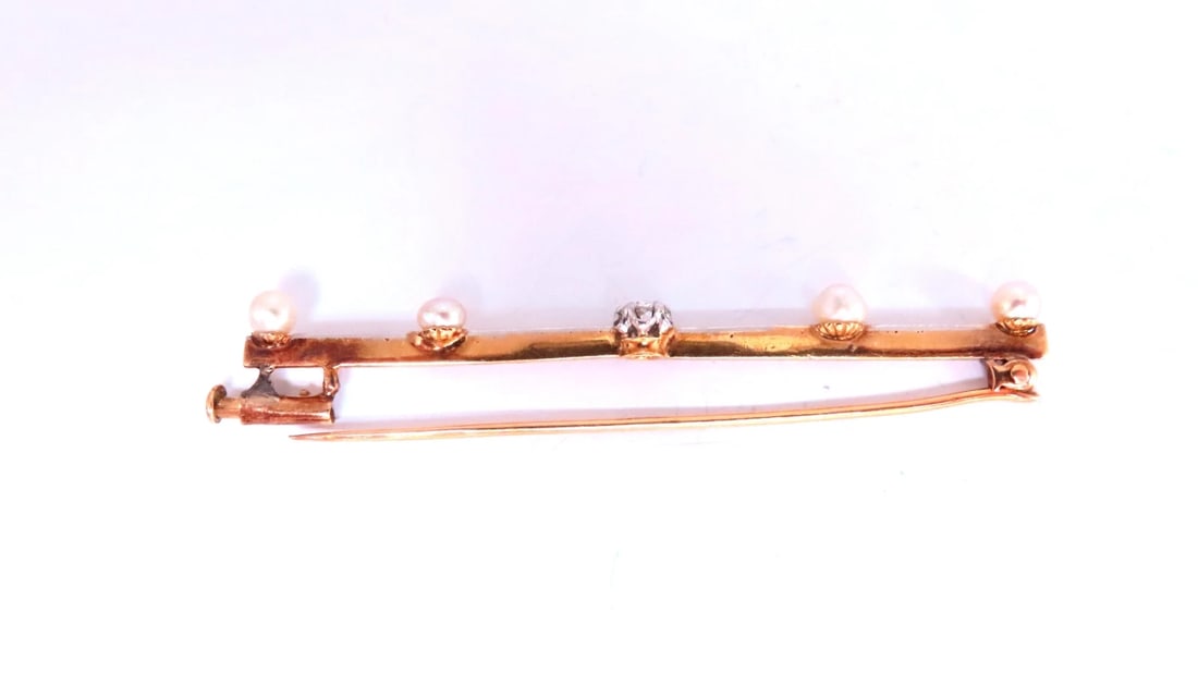 Prominent Estate Elite 0.50ct Natural diamonds Tie Bar Brooch Pin 14kt 12553** - 4