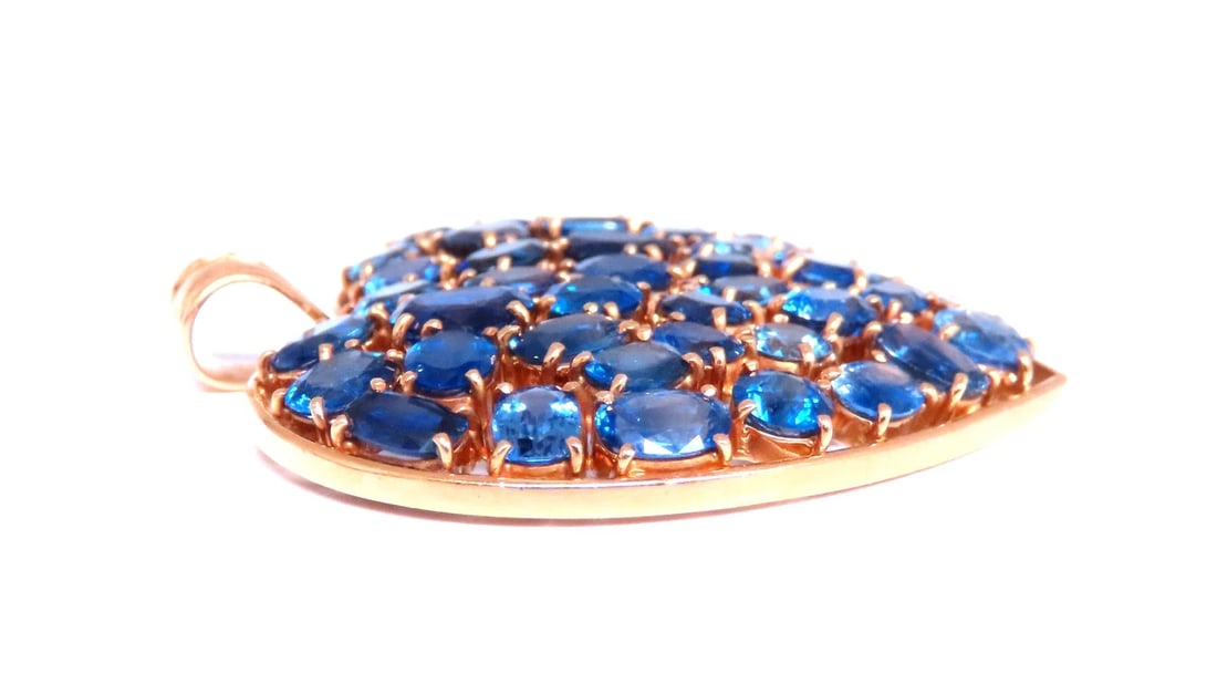 20ct Natural Sapphires Cocktail Heart Large Size Pendant 18kt 12542 ** - 4