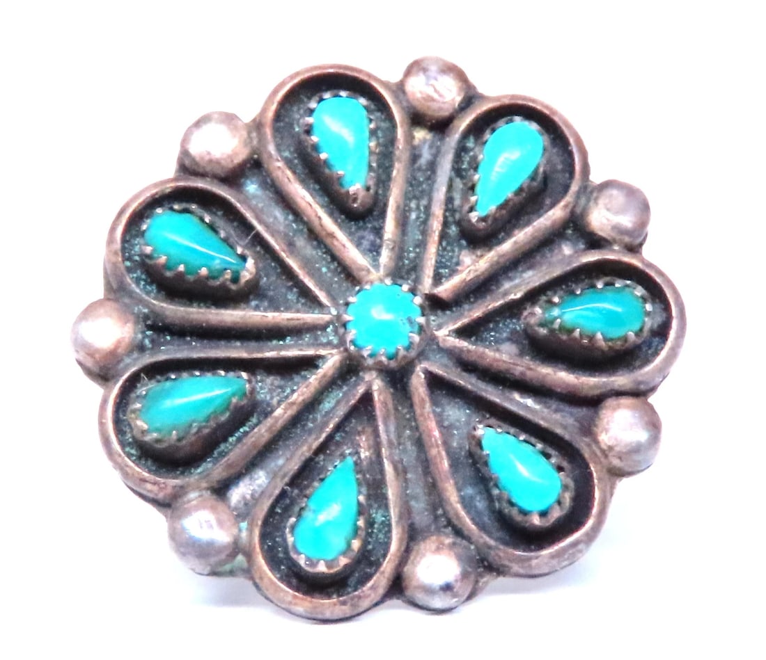 Turquoise Vintage Silver Tribal Ring 12544** - 2