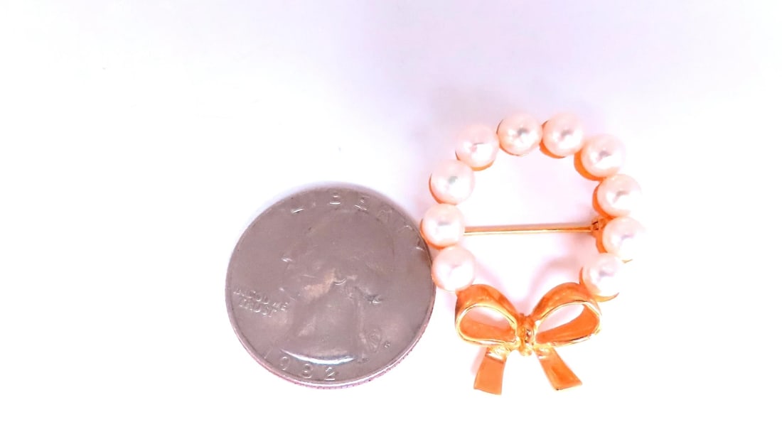 5mm Baroque Pearl Ribbon Crest Cufflink 14kt 12537** - 3