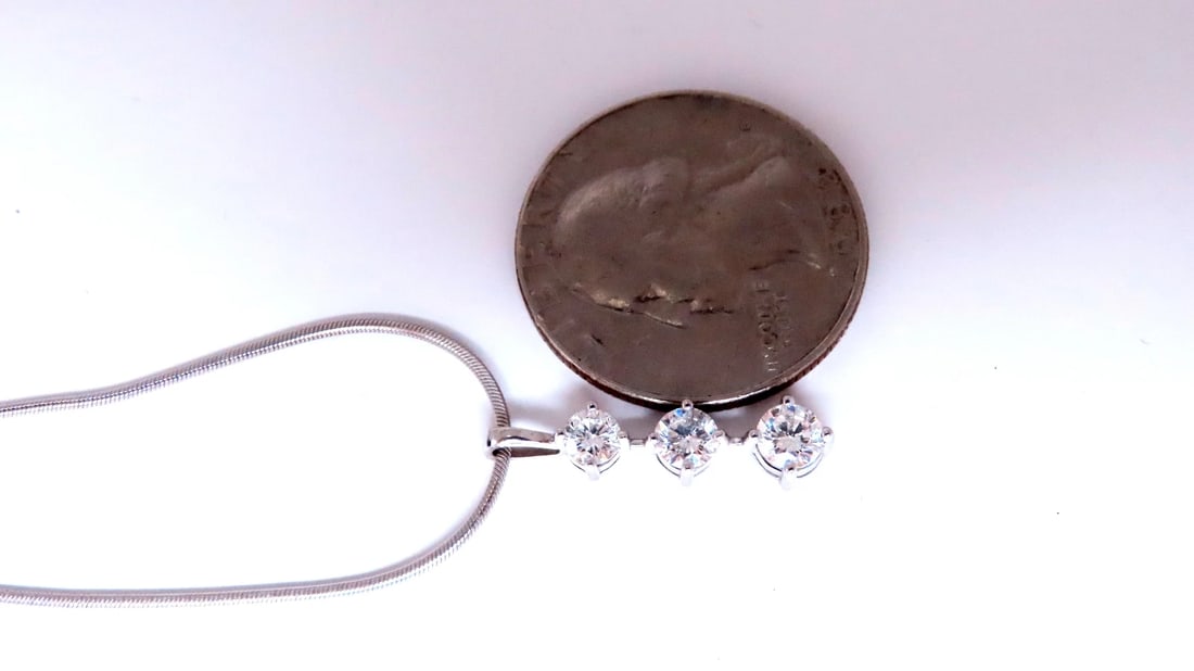 Three Drop Natural Diamonds Pendant Necklace 14kt 12517** - 5