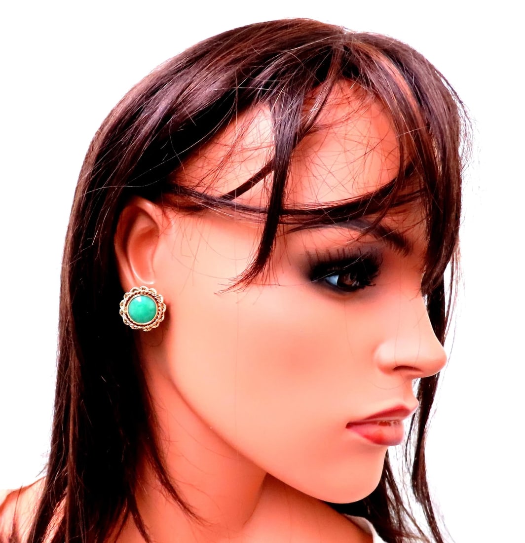 American Jade Rope Twist Federalist Clip Earrings 14kt 12506** - 5