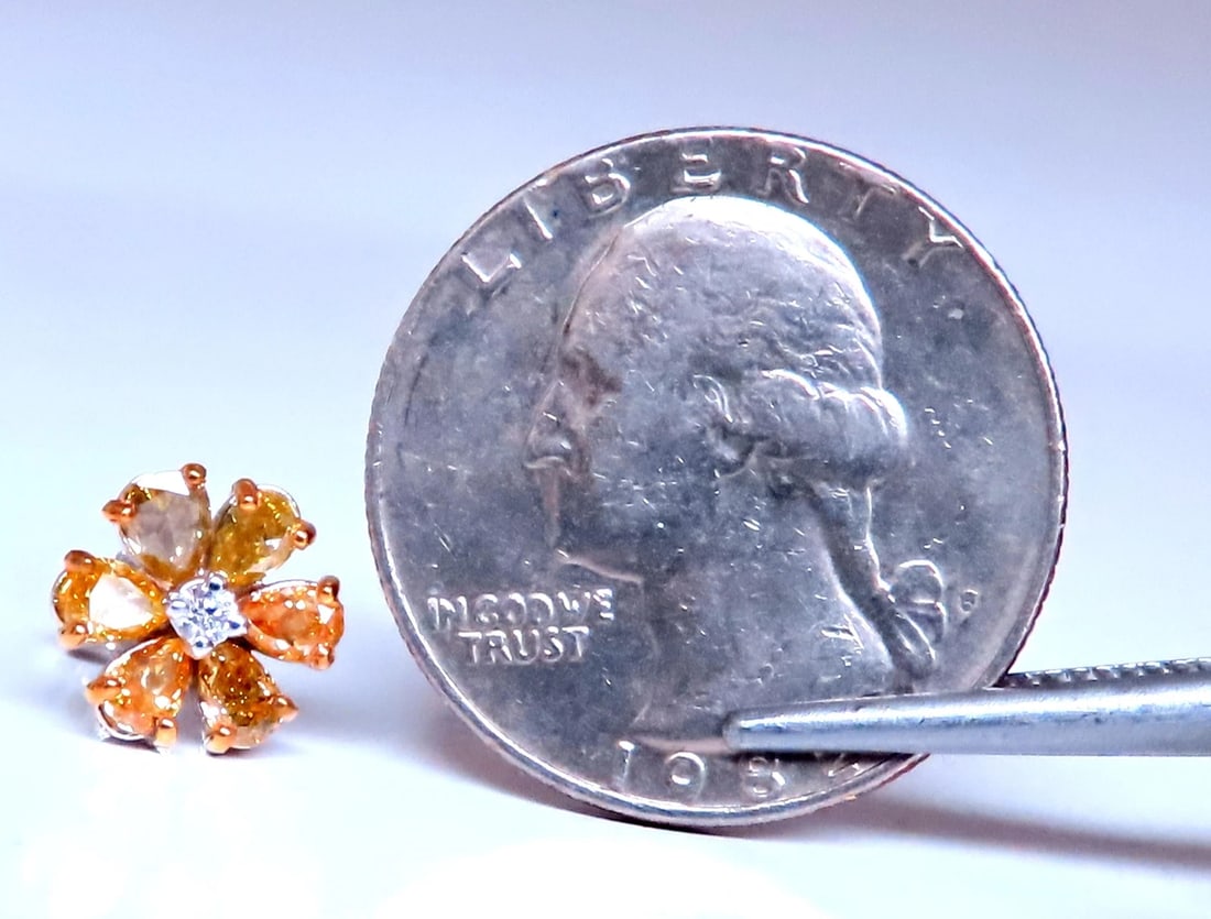 1.88ct Natural Fancy Yellow-Brown Diamond Earrings 14kt 12498** - 3