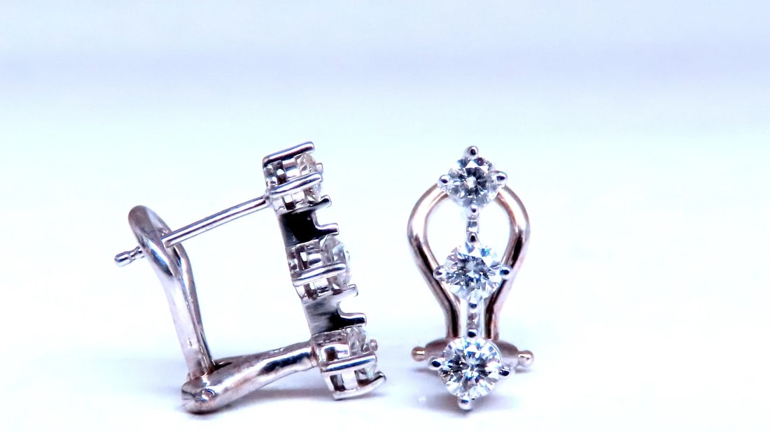 .70ct Three Stack Diamond clip Earrings 14kt 12493** - 2