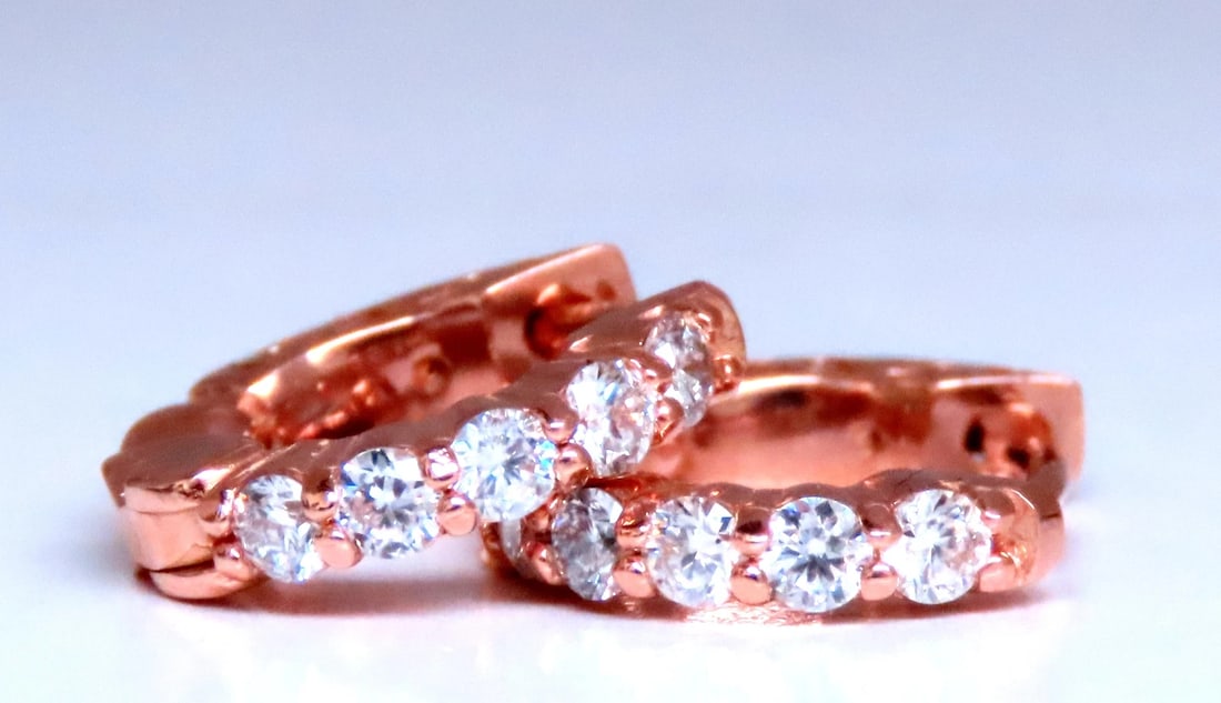 .43ct Diamonds Mini Hoop Earrings 14kt Rose Gold 12492** - 3