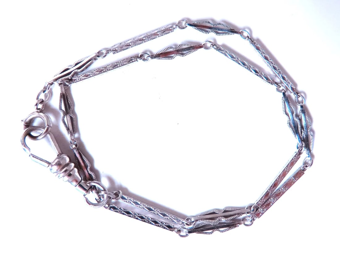 Antique Edwardian Choker Necklace 14kt 12473 **: Title: Antique Edwardian Choker Necklace 14kt 12473 ** Description: New without packaging PRODUCT DESCRIPTION Bar link necklace Gothic Deco Victorian posh 14kt white gold each bar 1.5 mm 13.5 inches l