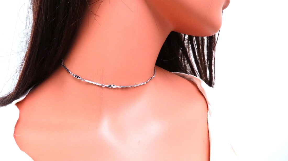 Antique Edwardian Choker Necklace 14kt 12473 ** - 4