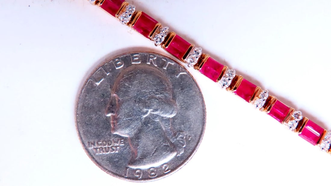 3ct natural baguette ruby tennis bracelet 14kt 12463** - 3