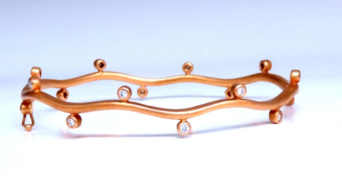 .60ct Natural Diamonds Vine Bangle Bracelet 18kt gold 12465** - 2