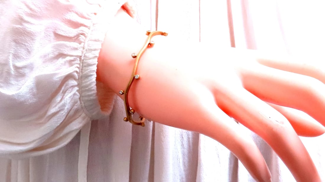 .60ct Natural Diamonds Vine Bangle Bracelet 18kt gold 12465** - 3