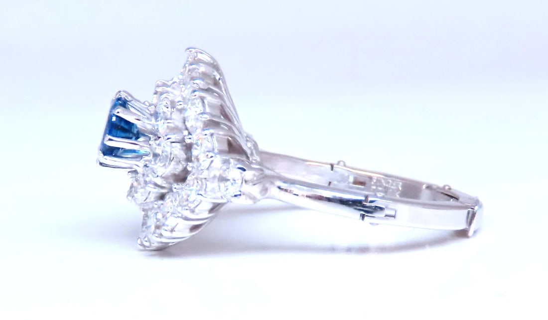 Natural Sapphire Diamonds Cluster Ring 14kt Gold Arthritis Accessible 12437** - 3