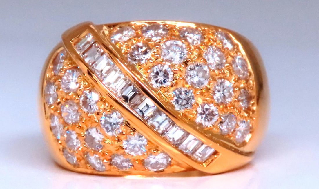 1.70ct Natural Diamonds Round & Baguette Dome Band 18kt gold 12419** - 4