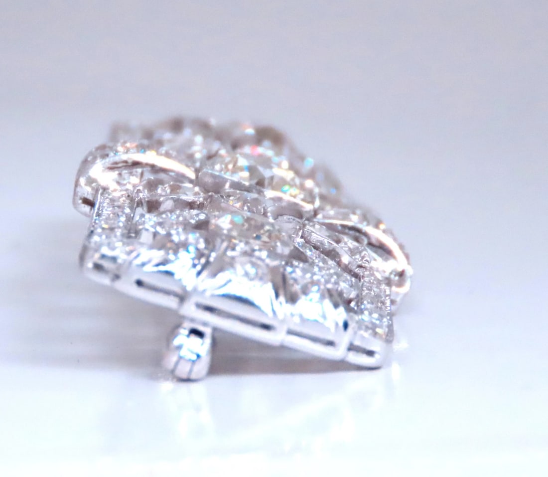 GIA Certified Natural Diamond Vintage Deco Pin Brooch Platinum 12418** - 4
