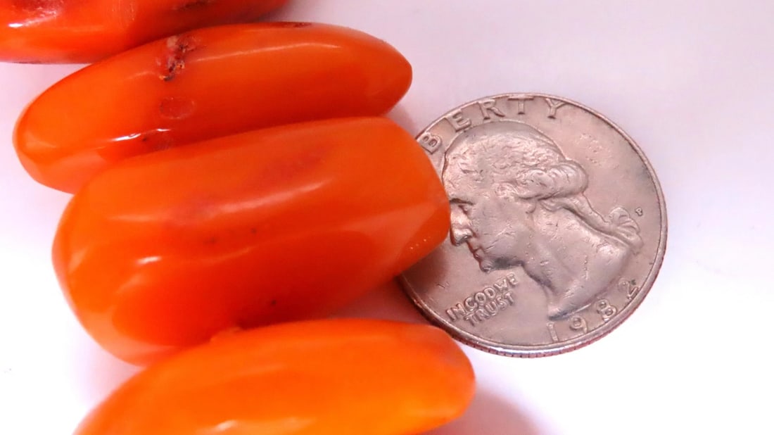 GIA Certified Natural Yellow Orange Amber Bead Necklace 12416** - 5