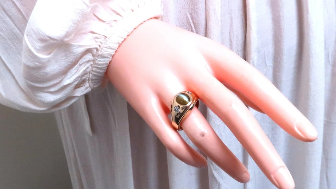 GIA Certified 3.15ct Natural Cats Eye Ring 14kt Gold 12415** - 10