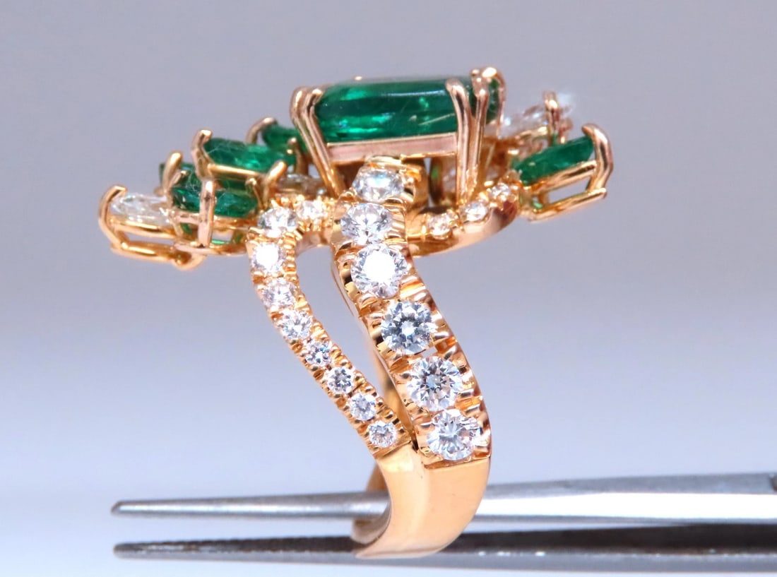 GIA 3.27ct Natural Emerald Cocktail Diamond Ring 14kt F2 12410** - 4