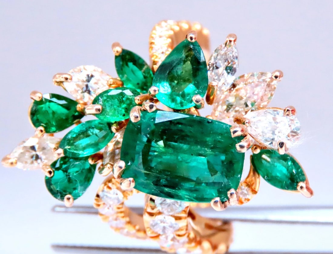 GIA 3.27ct Natural Emerald Cocktail Diamond Ring 14kt F2 12410** - 7