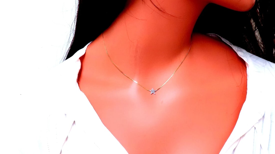 .05ct. Natural Diamonds Petite Star Necklace 14kt gold 12406 ** - 3
