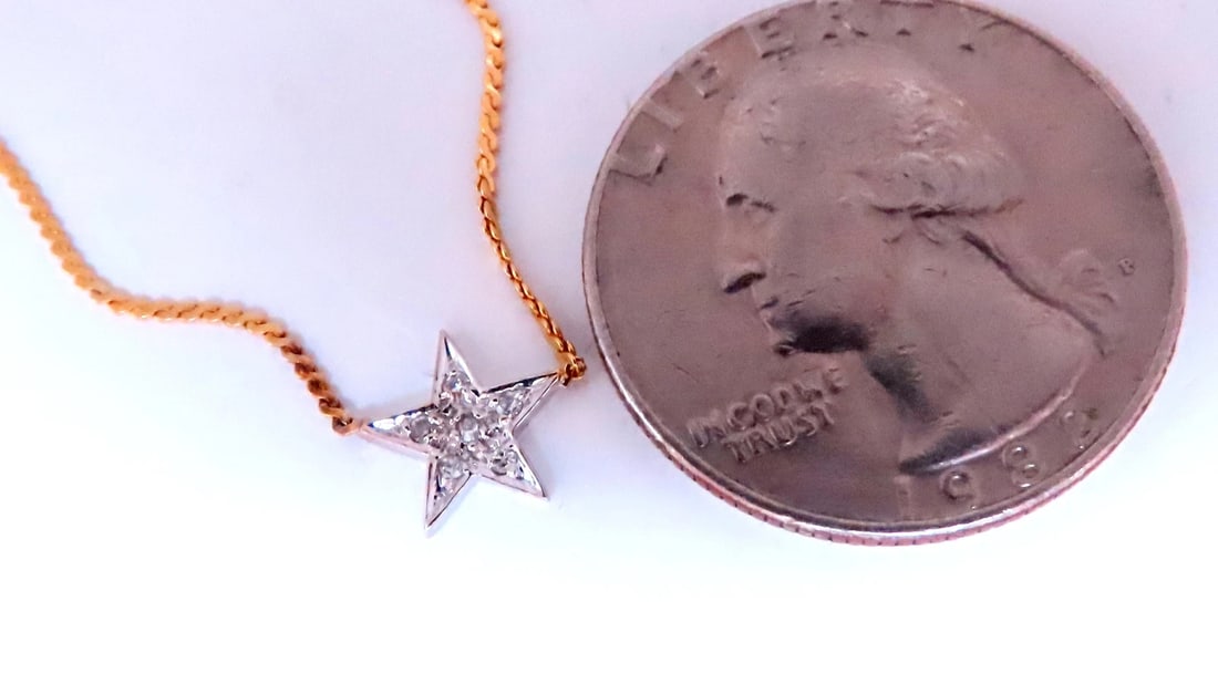 .05ct. Natural Diamonds Petite Star Necklace 14kt gold 12406 ** - 4