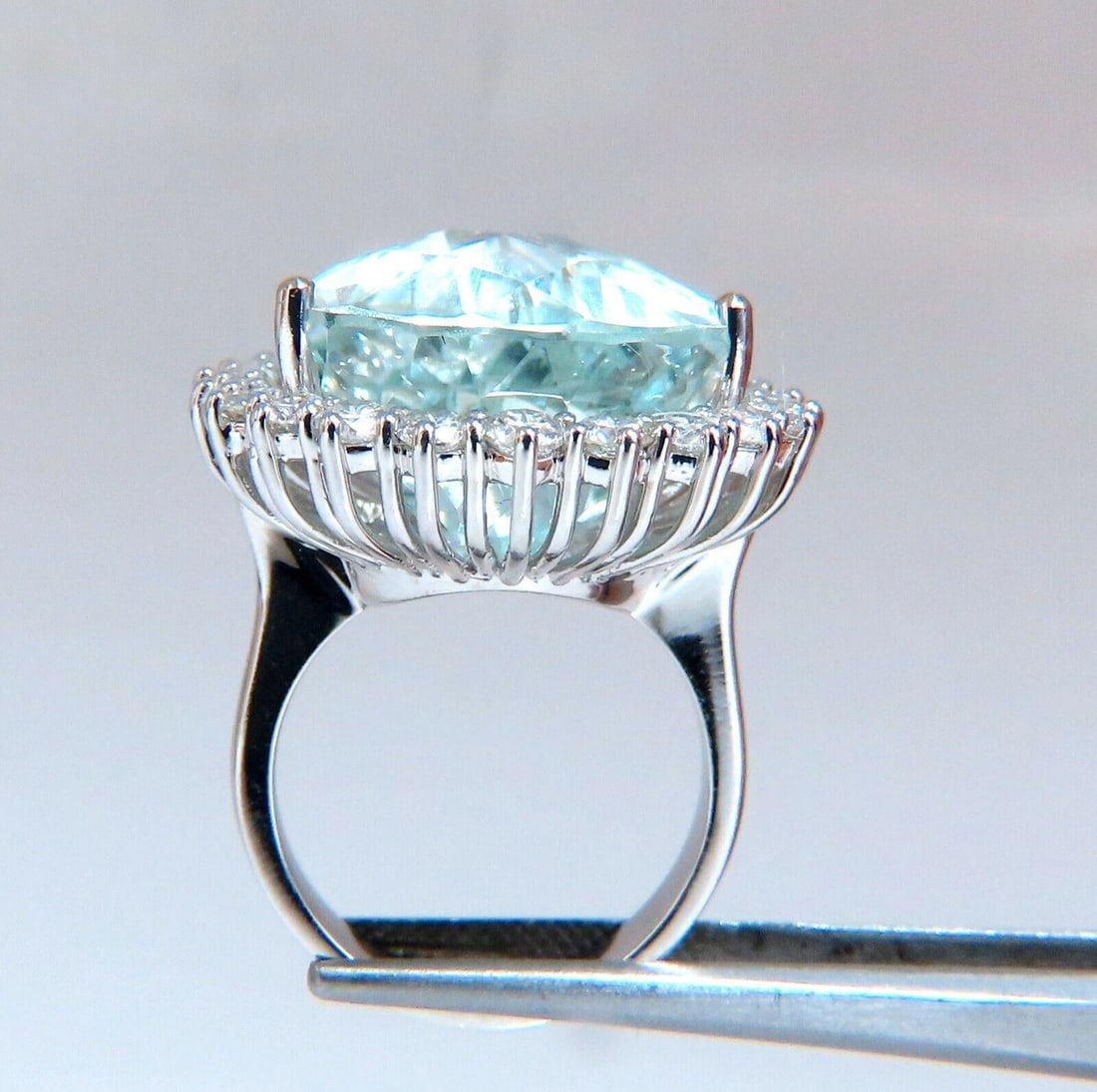 GIA Certified 29.31ct Natural Pear Shaped Aquamarine Diamonds Ring 14kt 12399** - 2