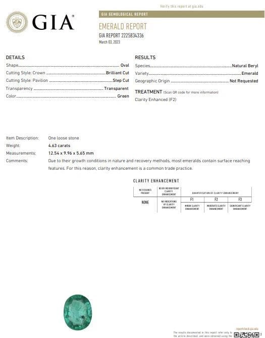 GIA Certified 4.63ct Natural Emerald Diamonds Necklace 14kt gold 11253 ** - 7