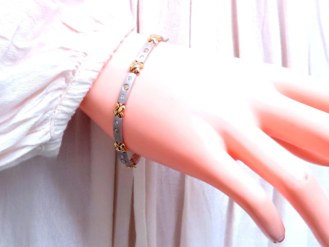 .50ct Natural Diamond Link Bracelet 14kt Gold Sandblast X 12388** - 5