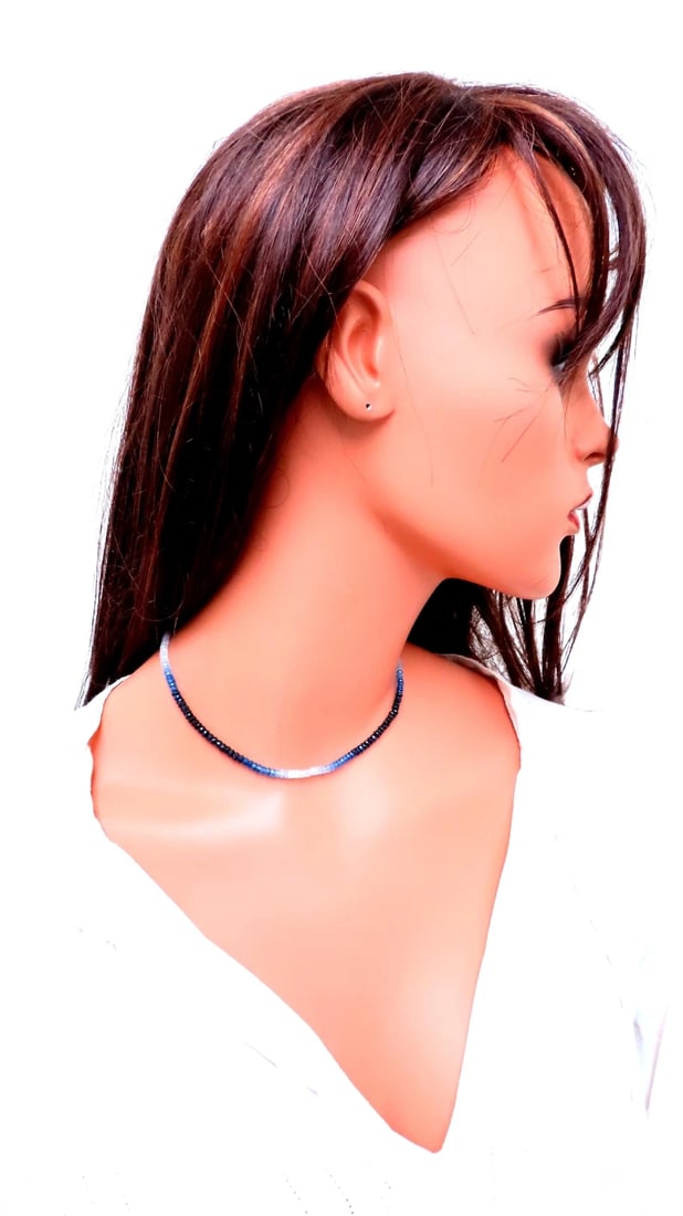 50ct Natural Fading Sapphire Beaded Necklace 14kt gold 12390** - 3