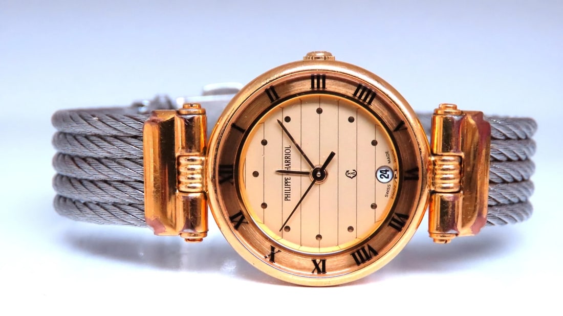 Philippe Charriol Quartz Watch w Date 12395**: Title: Philippe Charriol Quartz Watch w Date 12395** Description: Pre-owned - Good PRODUCT DESCRIPTION Philip Charriol Cable Twist Watch Good Working order. SLight Scuffs. Reserve: $485.00 Shi