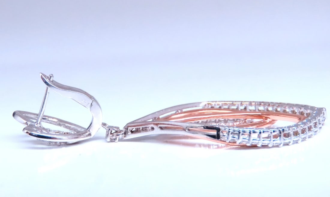 Three Tier 2.10ct Natural Round Diamond Dangle Earrings 14kt Gold 12378** - 4