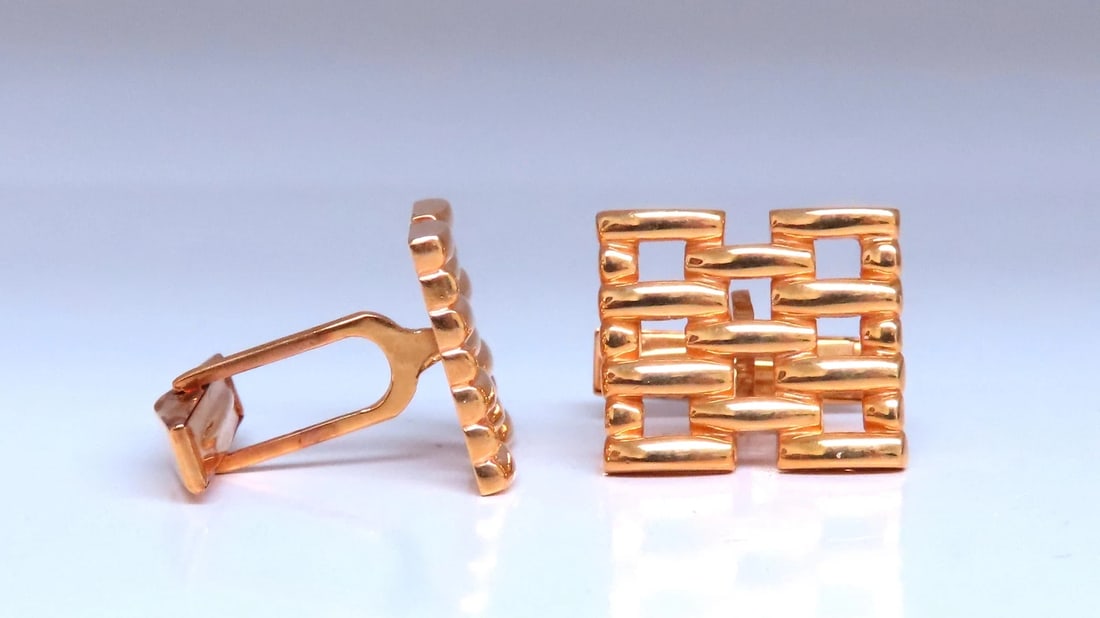 Staggered Brick Form Mens 14kt gold executive cufflinks 12362** - 2