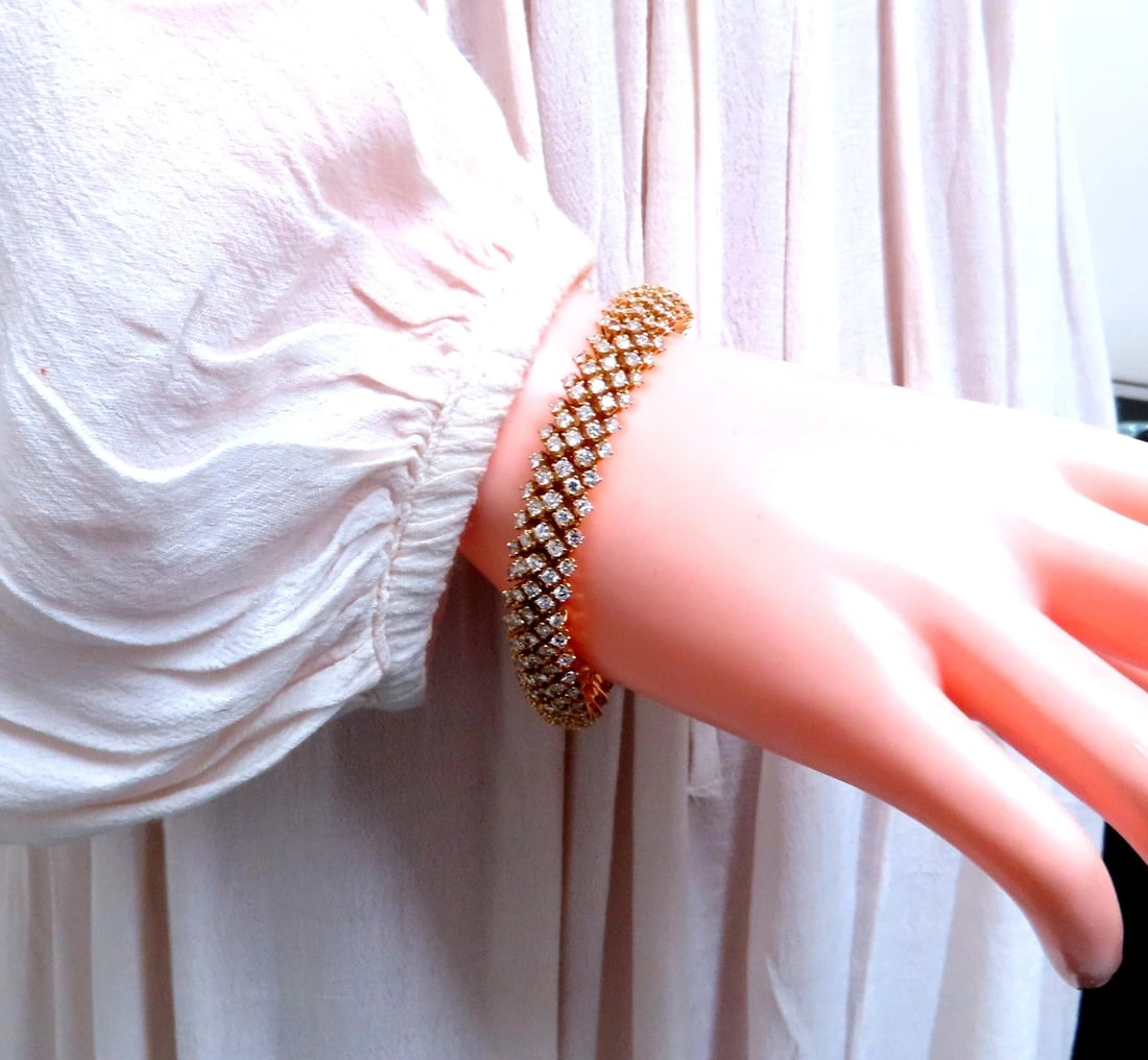 Estate 10ct Natural Round Diamonds Dome Bracelet 18kt Gold 12363** - 7