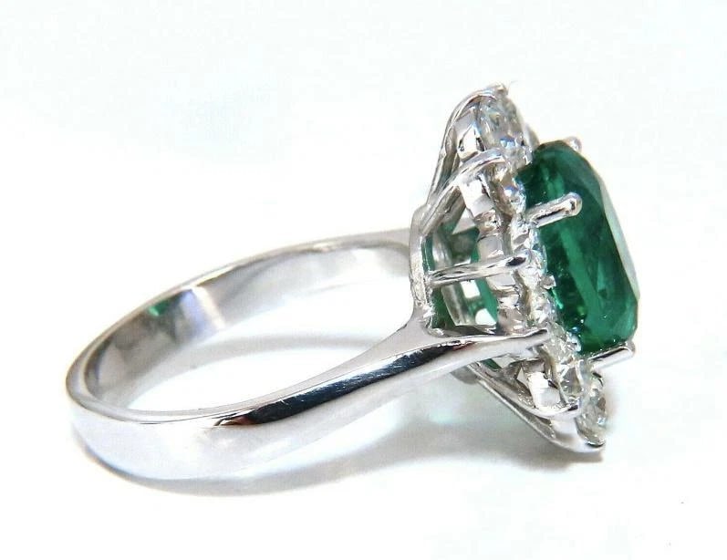 GIA Certified 4.40ct Natural Green Emerald Diamonds Ring 18kt Halo Prime 12351** - 7